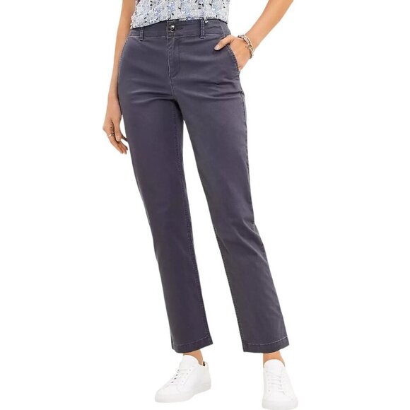 LOFT Chino Ankle Pants Coastal Gray Size 2 EUC Discontinued - Picture 1 of 8